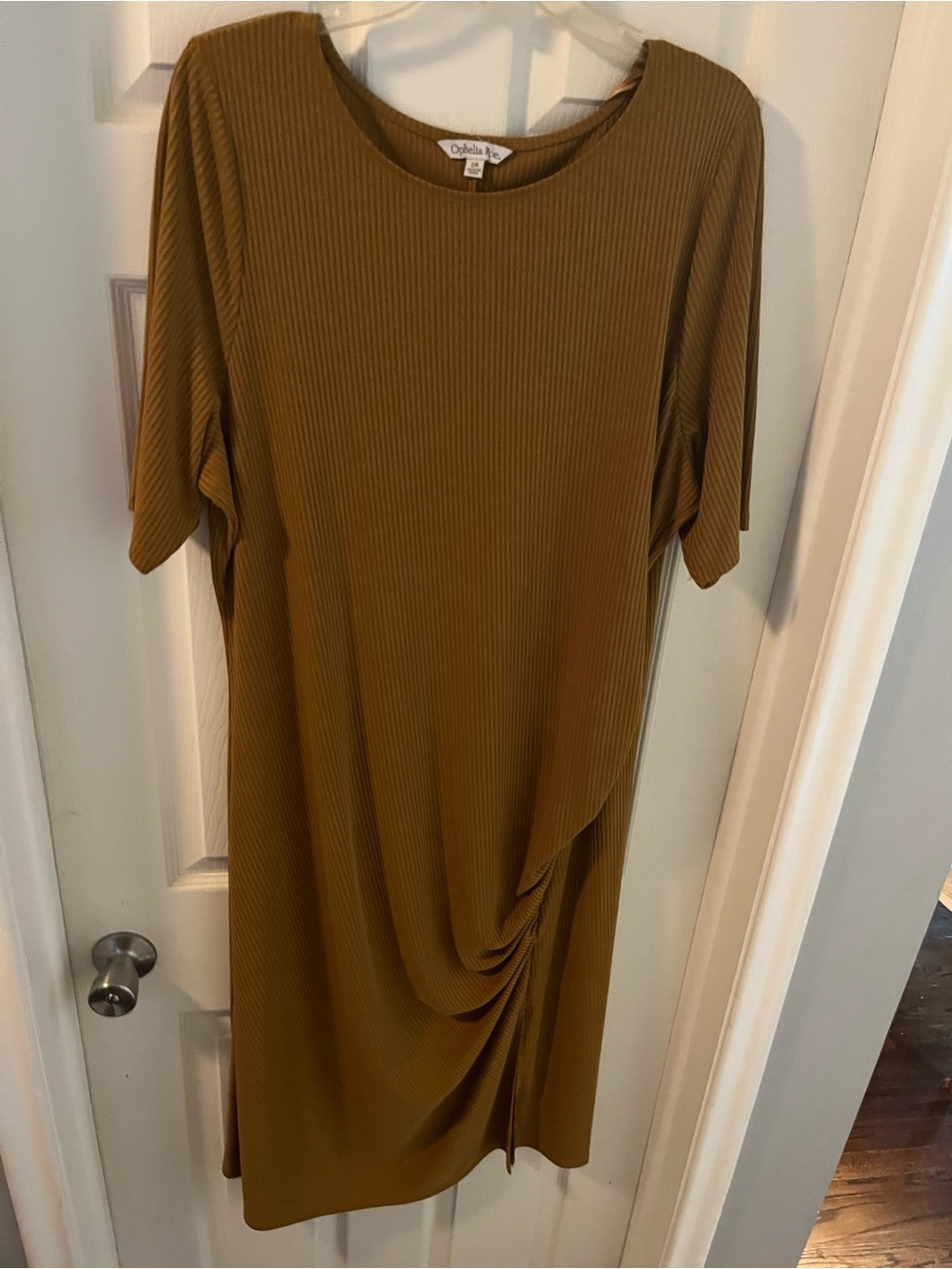 Ophelia Roe Ribbed Rouche Women’s Dress 2x